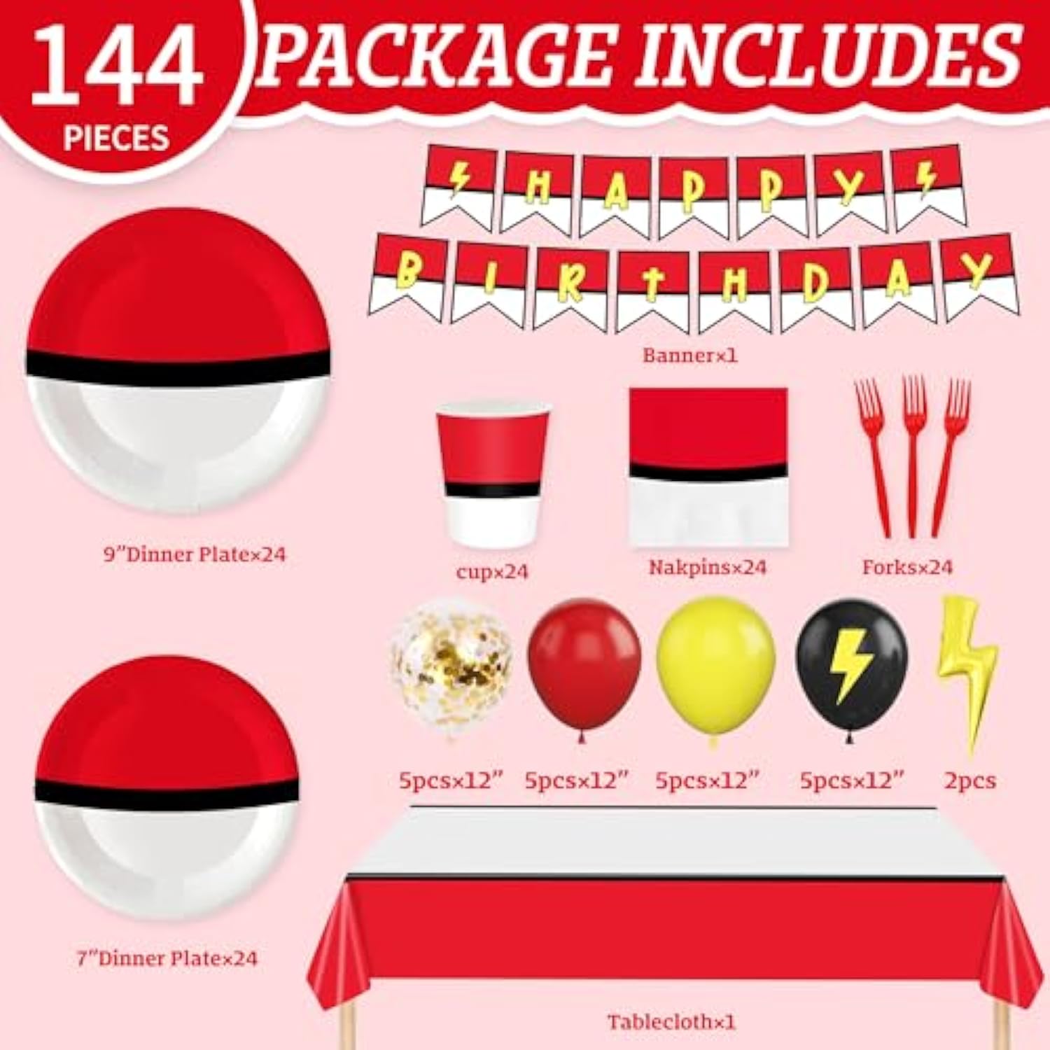 144Pcs Cartoon Animation Birthday Party Supplies Decorations For Birthday,Cartoon Theme Party Favors Including Banner, Plates, Cups, Napkins, Cutlery And Tablecloth For 24 Guests