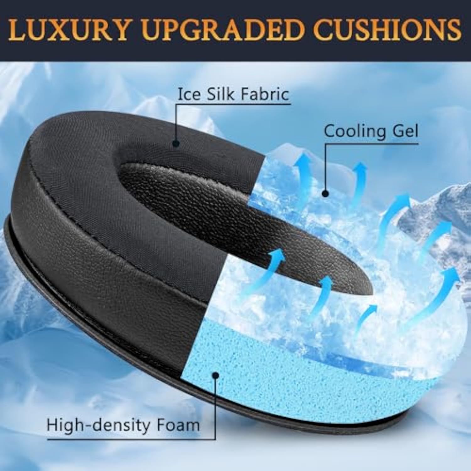 Cooling Gel Earpads Replacement For Krk Kns6400/Kns6402/Kns8400/Kns 8402 Headphones, Ear Pads Cushions With Durable Ice Silk Fabric, Comfort Noise Isolation Foam - Black