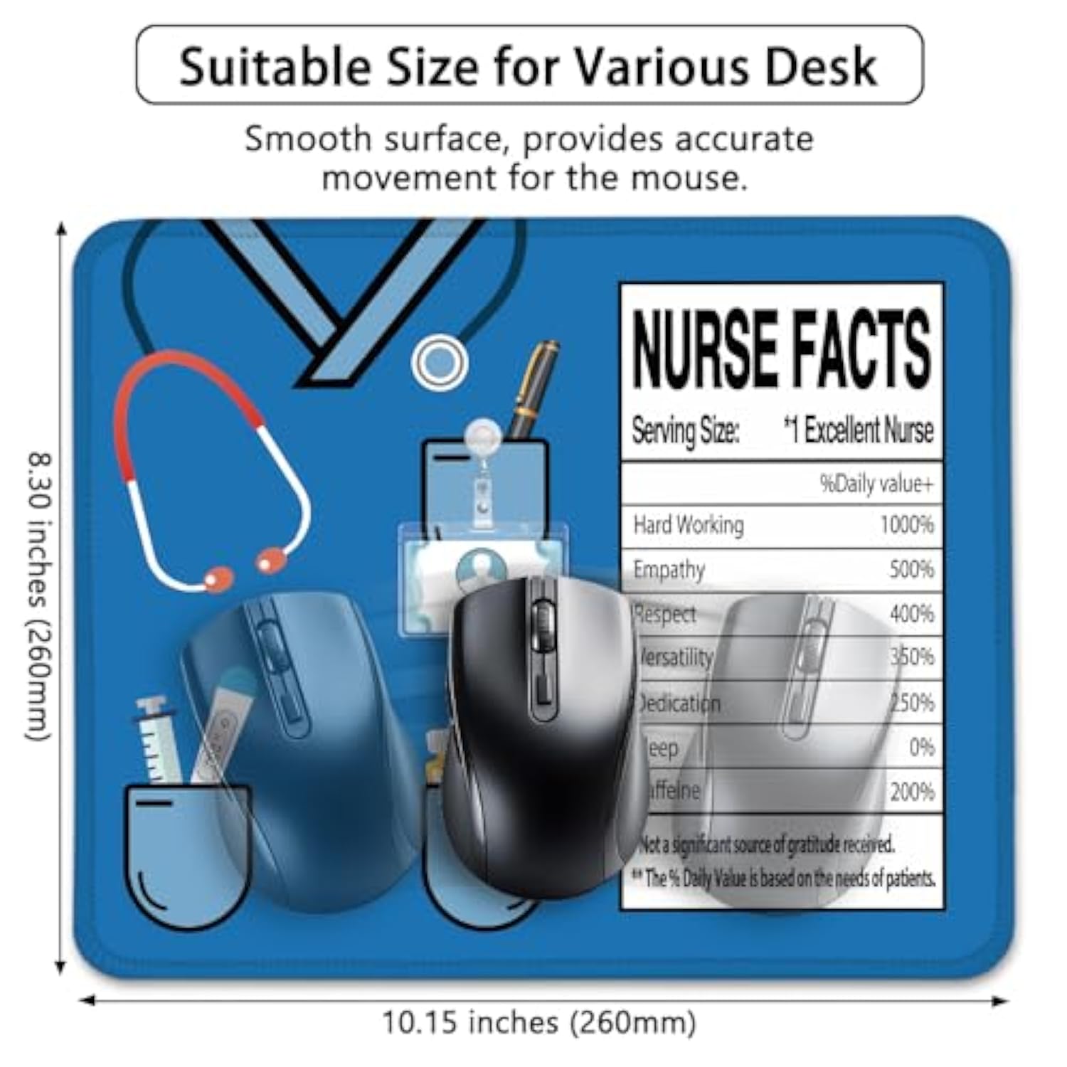 Nurse Facts Funny Mouse Pad, Funny Nurses Nutrition Facts Table For Nurses, Appreciation Gifts For Nurses Registered Nurses Rn, Gifts For Nurse Week, Graduation Gifts For Future Nurses