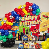 Red Yellow Blue Green Black Silver Balloon Arch Garland Kit-142Pcs Diy Metallic Chrome Colourful Balloon For Superhero Themed Party Baby Shower Graduation Birthday Decorations