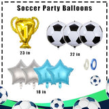4D Soccer Party Balloons, Championship Trophy Balloon, First Prize Soccer Party Decorations, World Cup Sport Theme Birthday Party Balloons (Blue white)