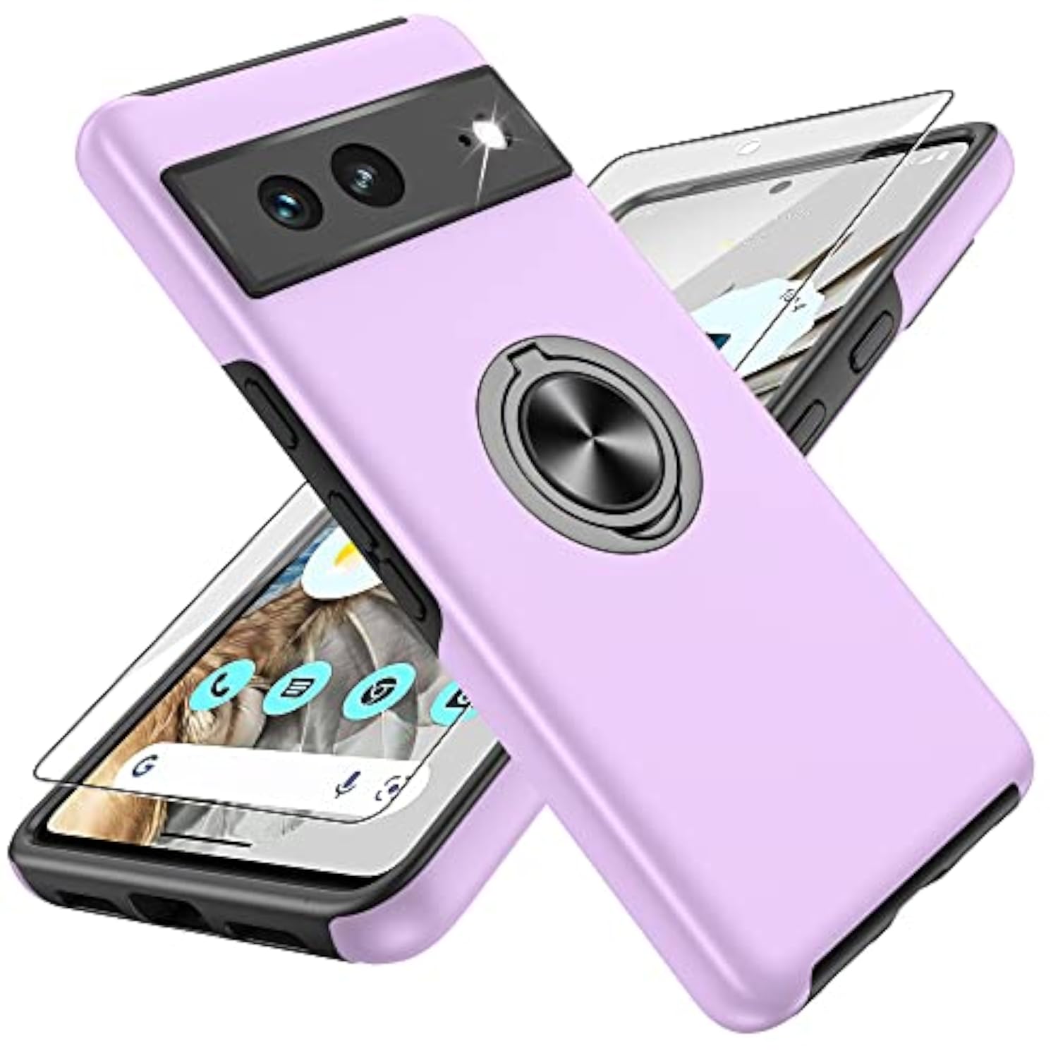 Pixel 7 Case with 2Pcs Screen Protector Cover for Google Pixel 7, Purple