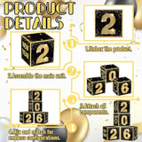 2026 Gold Black Balloon Box Kit New Year Eve Party Decorations