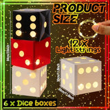 12 Pcs Large Dice Favor Boxes With Light 11.8 Inch Casino Party Decorations Giant Dice Box Jumbo Balloon Boxes Casino Birthday Party Las Vegas Casino Game Night Table Decor