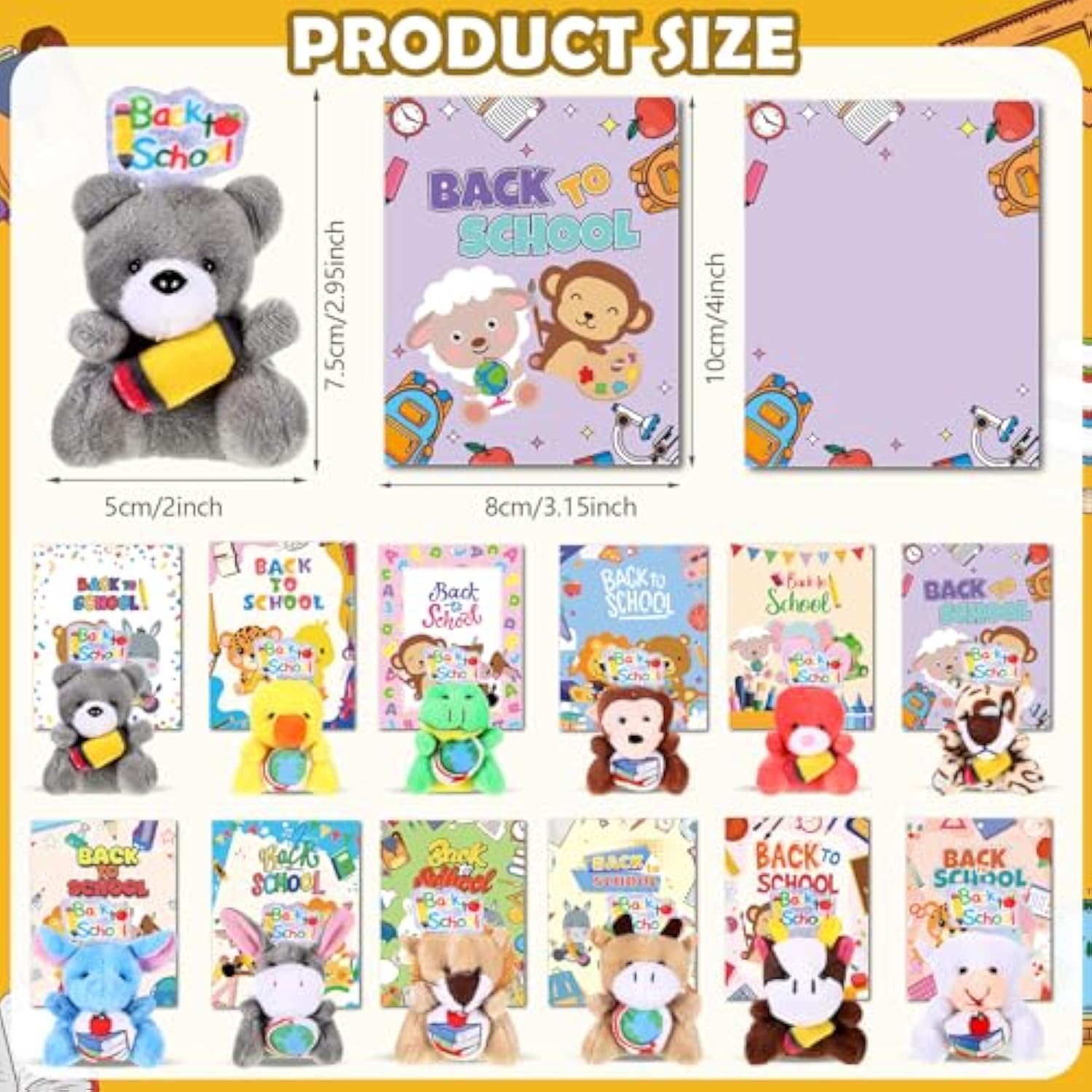 60 Pcs 30Set Back To School Gifts For Students Mini Stuffed Animals Toys With Cards First Day Of School Stuffed Keychains For Students Classroom Exchange Gifts