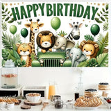 71×43" Jungle Animal Birthday Banner for Kids’ Safari Adventure Party Decor