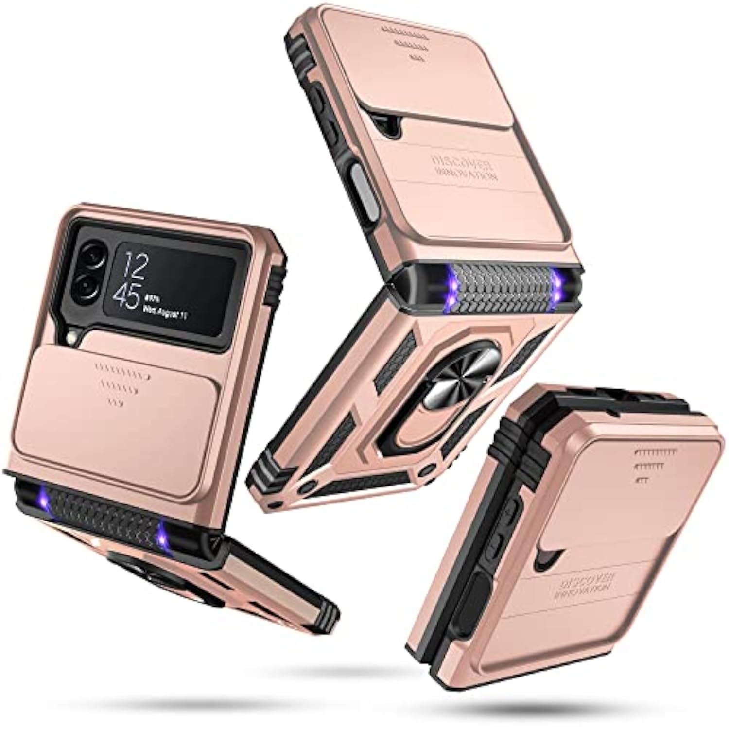 Samsung Galaxy Z Flip 4 Case Built in Slide Camera Lens Cover+Hinge Protection