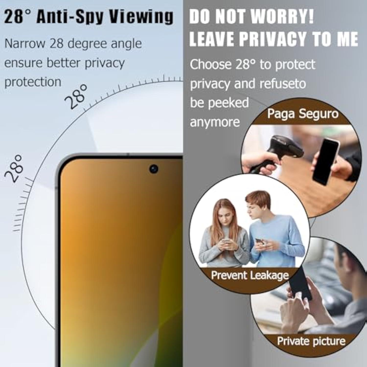 [2+2 Pack] For Galaxy S23 Plus/S23+ Privacy Screen Protector With Camera Lens Protector, Anti Spy Anti-Scratch,9H Tempered Glass,Compatible Fingerprint,High Responsive,For Galaxy S23 Plus/S23+ 6.6 Inch