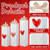 Valentine'S Day Table Block Valentine Tiered Tray Decor Wooden Table Centerpiece Block Signs Farmhouse Valentines Day Tabletop Sign For Valentine'S Day Wedding Anniversary Party Table Decor, 3 Pcs