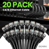 GearIT Cat 6 Snagless Patch Ethernet Cable, 3 Feet (20 Pack) - Black