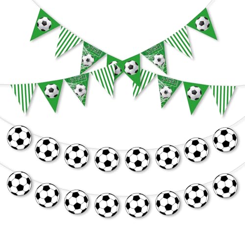 Green Soccer Banner Party Decorations,4Pcs Soccer Hanging Banner Set