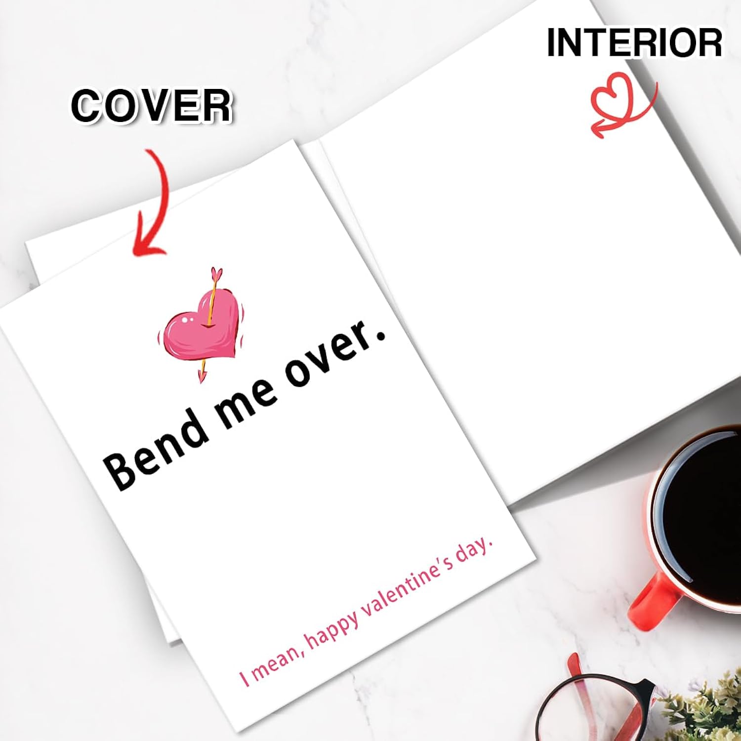 Valentines Day Card For Him Her, Funny Birthday Gift And Anniversary Card For Girlfriend Boyfriend, Bend Me Over Valentines Card With Envelope