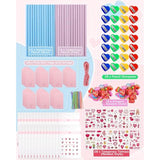 Class Valentines Day Gifts For Kids - 28 Pack Valentines Stationery Sets With Pencil Erasers Sharpener Tattoo Sticker - School Valentines Classroom Exchange Party Favors