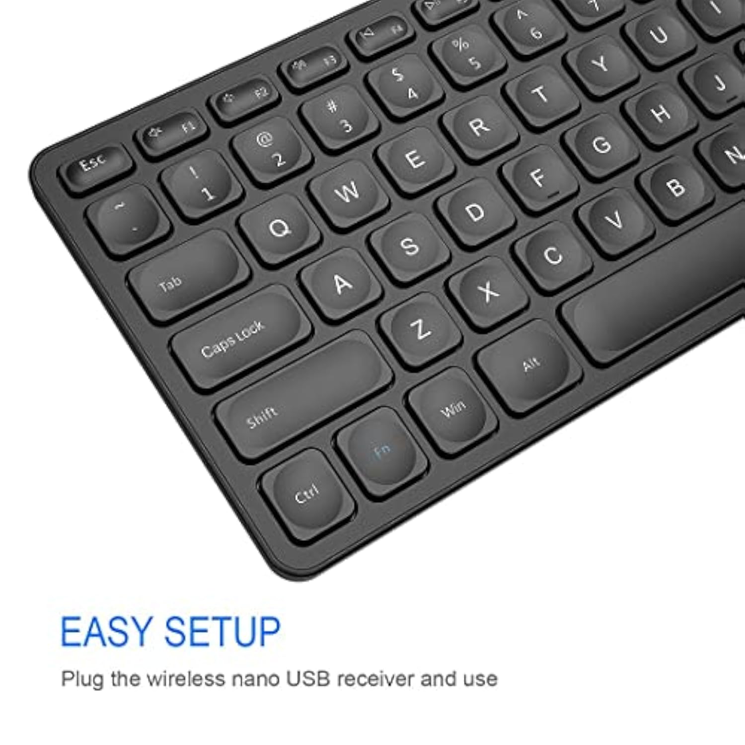 2.4G Wireless Keyboard Ultra Slim Full Size Keyboard With Numeric Keypad And M