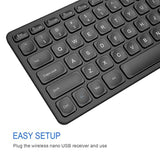 2.4G Wireless Keyboard Ultra Slim Full Size Keyboard With Numeric Keypad And M