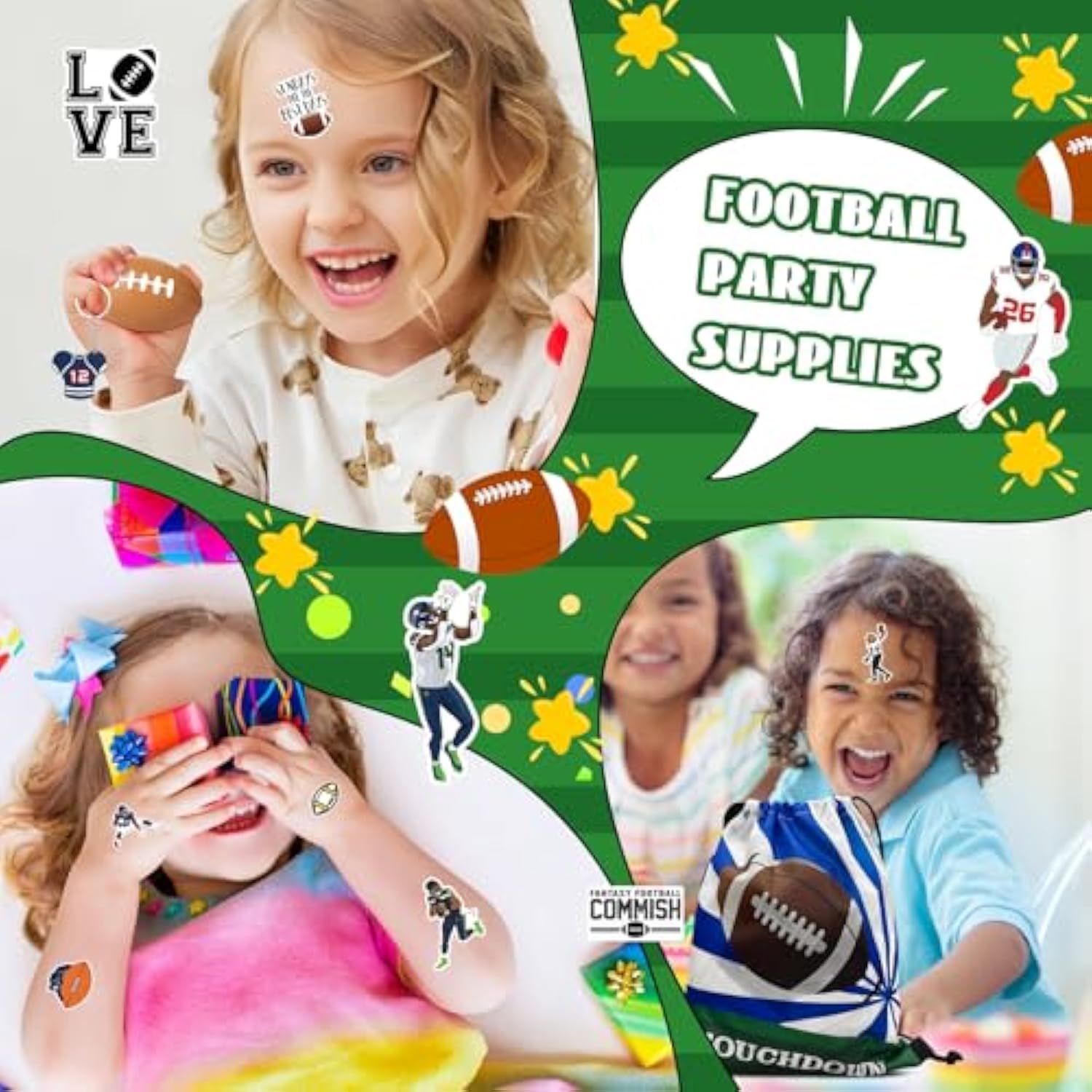 110Pcs Football Party Favors Drawstring Bags Football Goodie Bag With Mini Ball, Wristband, Slap Bracelets, Keychains, Stickers For Football Party Supplies