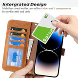 Genuine Leather Wallet Case for iPhone 14 Pro 6.1" with 4 Card Slots and RFID Blocking - Amber