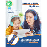 iClever 2Pack Kids Headphones with Sharing Splitter - 94dB Safe Volume Limited