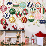 Christmas Ball Hanging Swirl, 48Pcs Merry Christmas Foil Swirls Ceiling Hanging Decorations Indoor For Xmas Holiday Indoor Outdoor Party Supplies