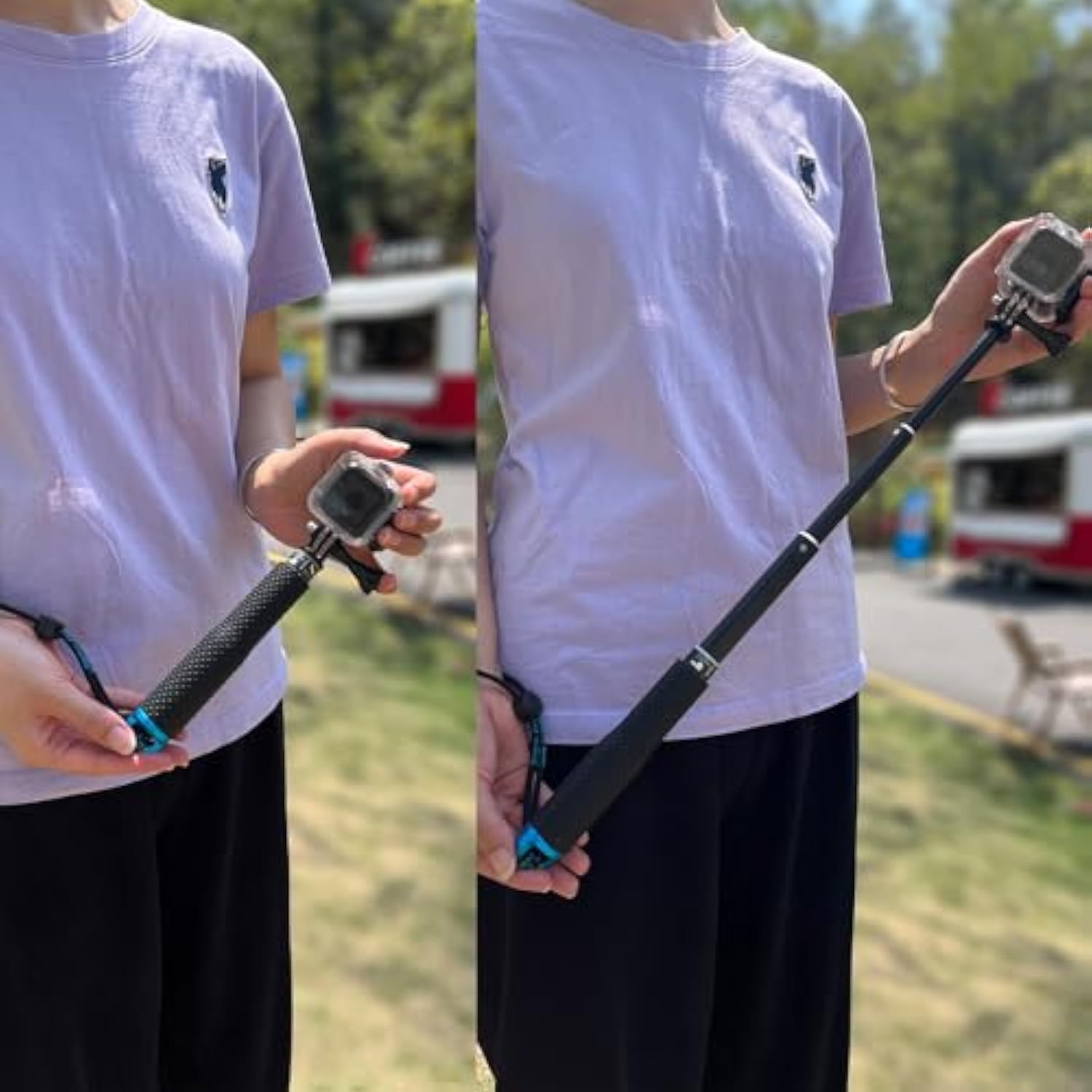 19 Inch Compact Selfie Stick Adjustable Waterproof Monopod for GoPro and Action Cameras