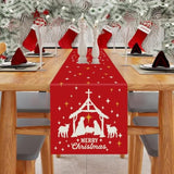 Jesus Christmas Decorations Table Runner Holy Night Nativity Christ Seasonal Winter Merry Christmas Xmas Kitchen Dining Red Table Home Decor 13X72 Inch