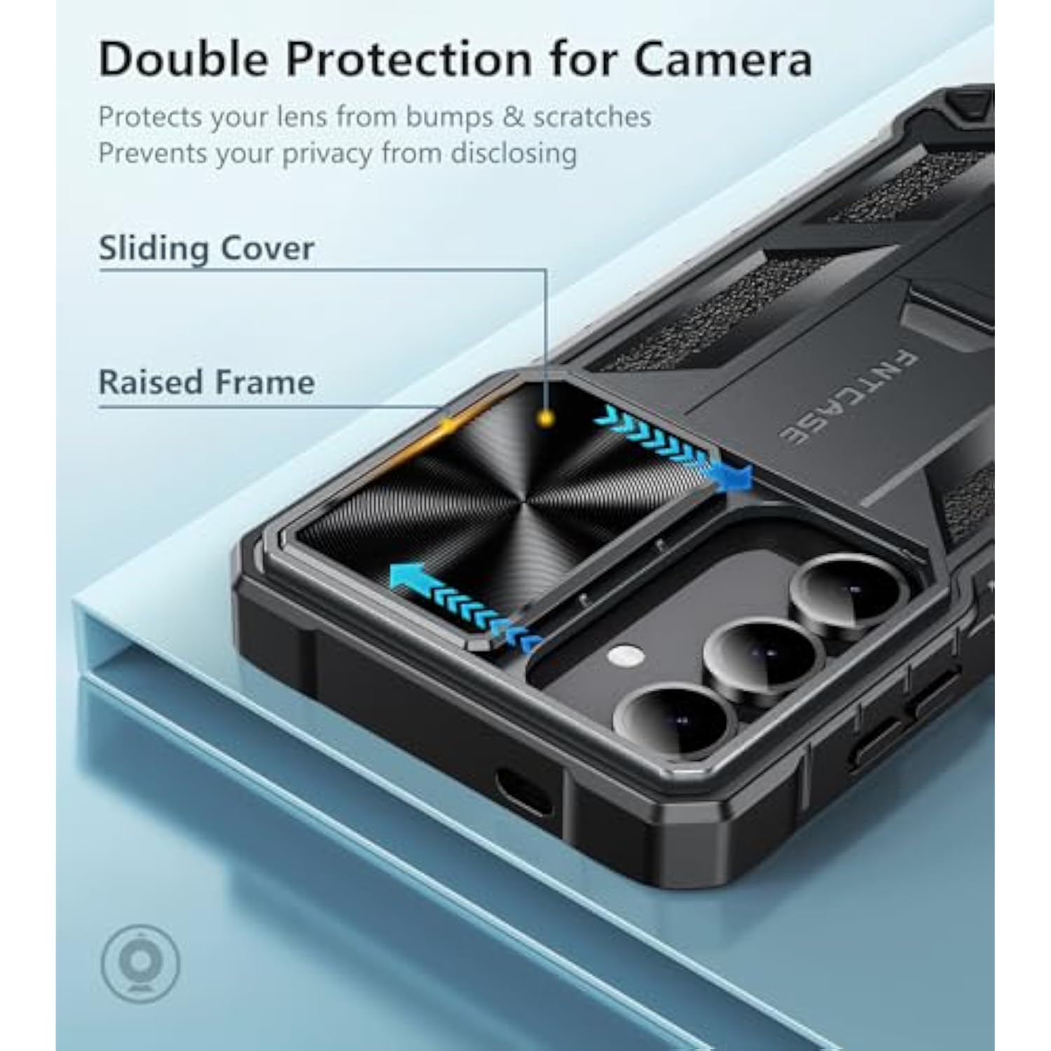 For Samsung-Galaxy S24 Protective Case: Military Grade Dropproof Cell Phone Cover With Kickstand & Slide | Heavy Duty Rugged Phonecase Bumper Textured | Heavy Duty(Black)