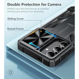 For Samsung-Galaxy S24 Protective Case: Military Grade Dropproof Cell Phone Cover With Kickstand & Slide | Heavy Duty Rugged Phonecase Bumper Textured | Heavy Duty(Black)