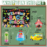 Back To School Decorations,Back To School Banner,Backdrop,First Day Balloons,Hanging Swirls First Day Of School Supplies Decorations For Office Classroom