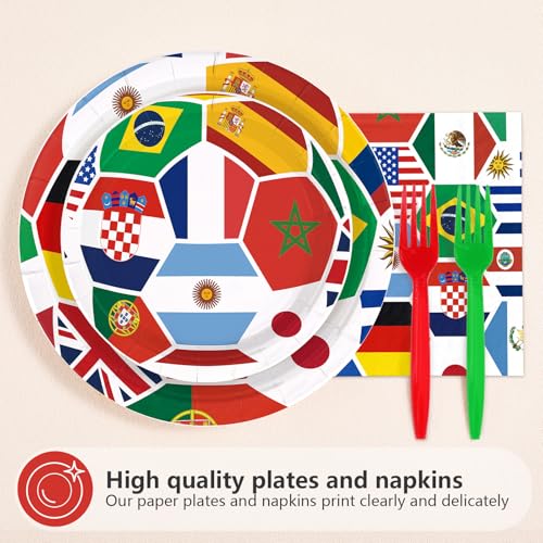 96 Pcs International World Flags Party Decorations, Serves 24