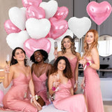 Pink White Heart Balloons,12Pcs Light Pink Heart Shaped Foil Balloons,18Inch White Helium Polyester Film Balloon For Baby Shower Birthday Anniversary Wedding Party Decorations