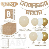 97Pcs Boho Baby Shower Decor, Burlap Baby Boxes, Nude Gold Balloons & Banner