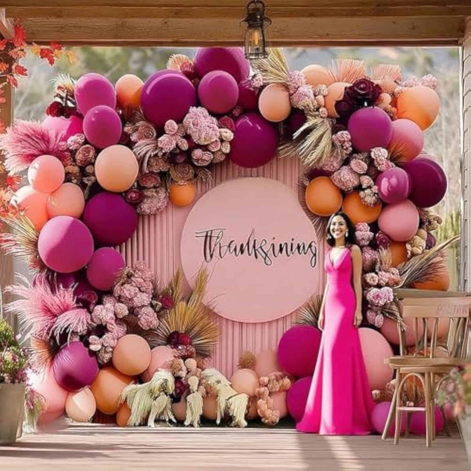 Hot Pink Balloon Arch Kit Pink Peach Balloon Garland Latex Different Sizes Magenta Balloons Set For Tropical Summer Birthday Baby Bridal Shower Princess Fiesta Boho Party Decoration