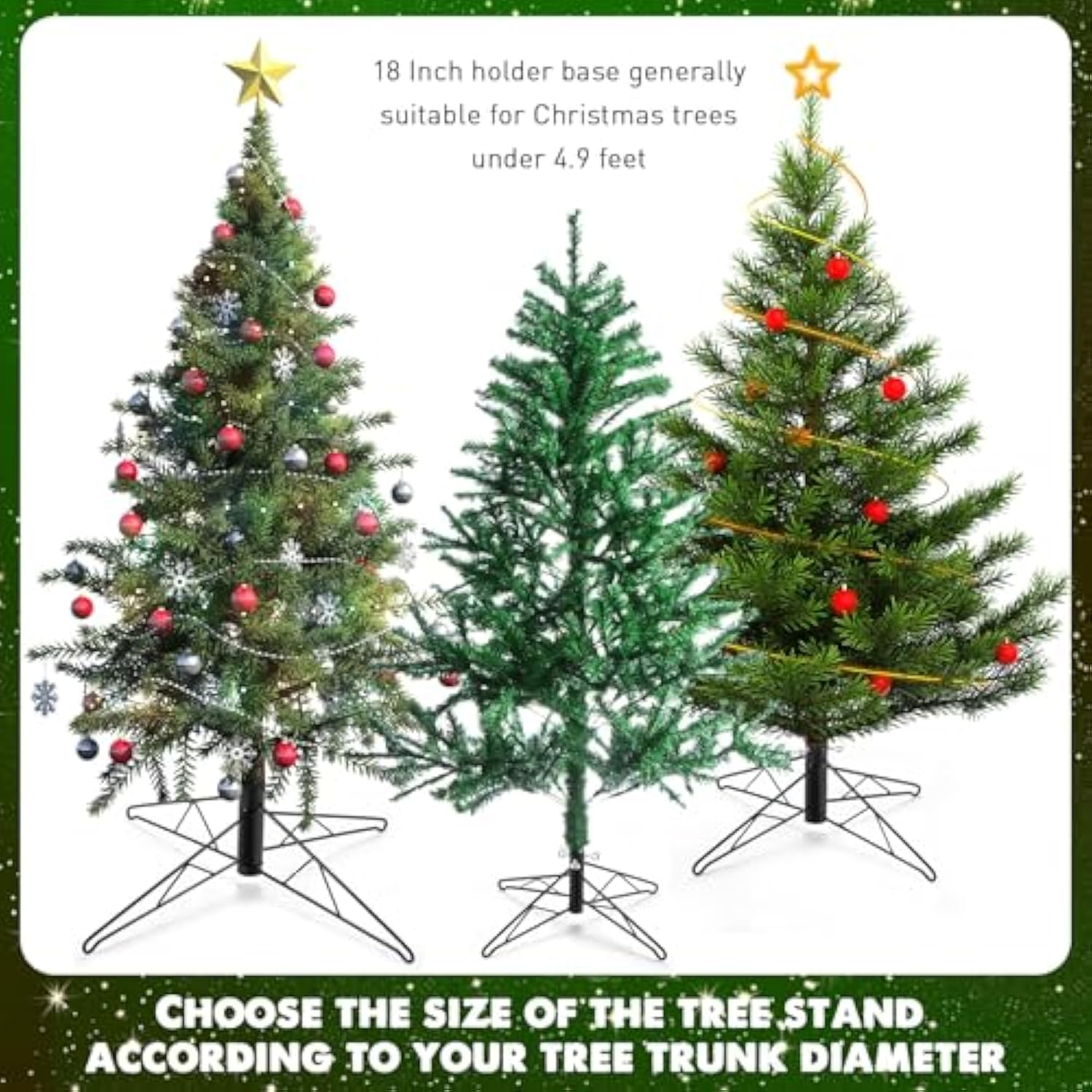 Christmas Tree Stands Metal Folding Artificial Christmas Tree Legs Replacement Holder Base For Xmas Winter Holiday New Year Decorations (Dark Green, 18 Inch)
