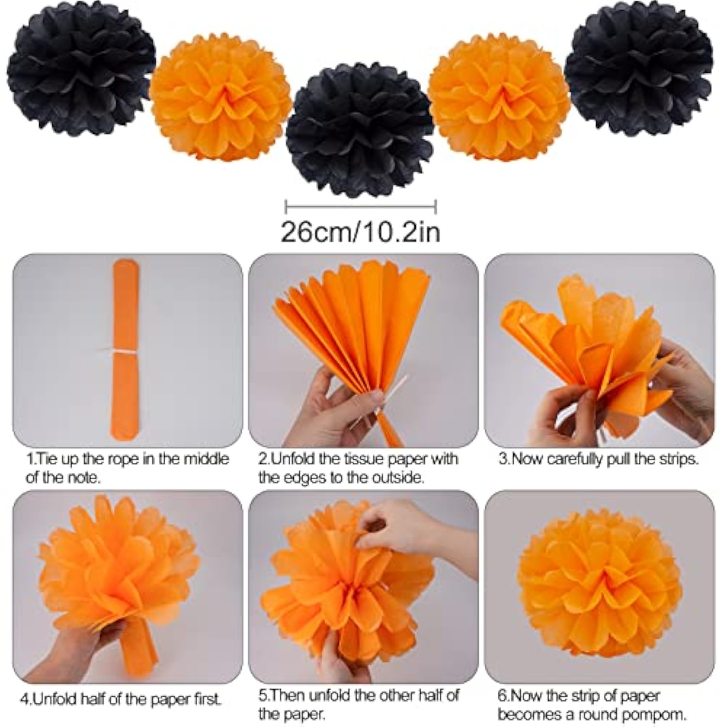 Halloween Party Decoration Set 33pcs Paper Pom Poms Honeycomb Balls Garland Indoor Outdoor