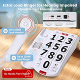Large Button Phones For Seniors, Land Line Phones For Elderly - Big Button Home Telephone For The Visually Impaired, 110Db+ Amplified Ringer & 80Db+ Handset Volume For The Hearing Impaired House Phone