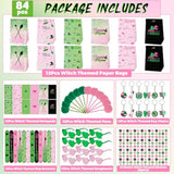 84Pcs Witch Party Favors With Pens Notepads Sunglasses Paper Gift Bag Princess Crown Key Chains Slap Bracelet Sticker Witchy Themed Party Supplies For Boy Girl Birthday Classroom Game Activities