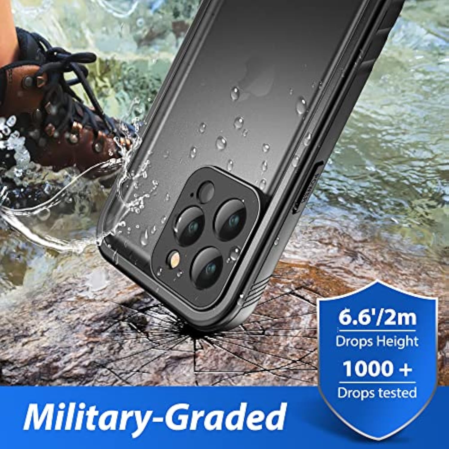 For Iphone 13 Pro Max Waterproof Case - Shockproof Dustproof Phone Case With Screen Protector For Iphone 13 Pro Max, Full Body Protective Case For Iphone 13 Pro Max Cover 6.7'' Black
