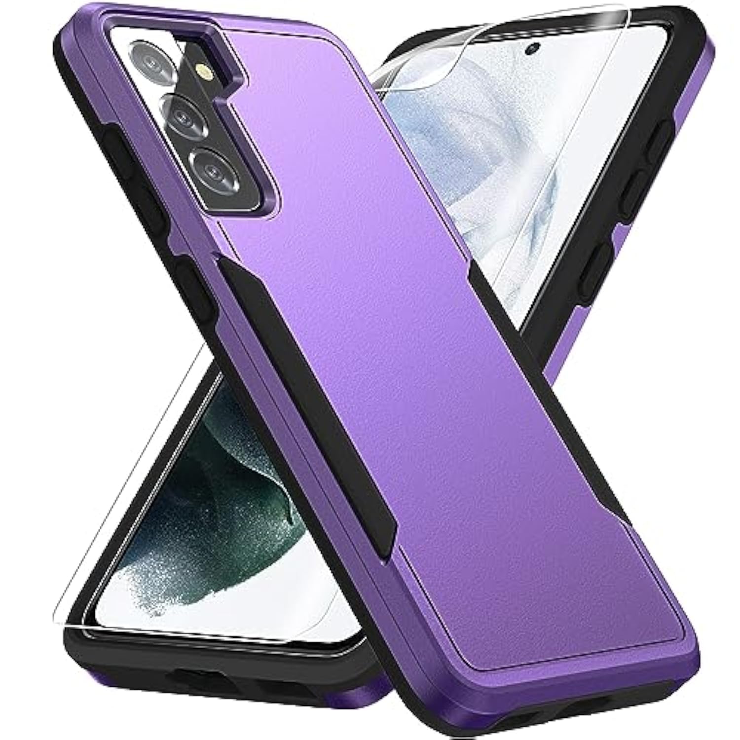 For Samsung Galaxy S21 Case, Galaxy S21 Case With Hd Screen Protector [Military Grade Drop Tested] Heavy-Duty Tough Rugged Shockproof Protective Case For S21, Purple
