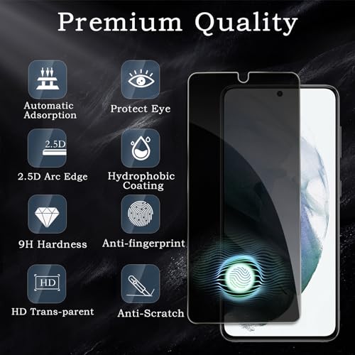 [2+2 Pack] Privacy Screen Protector for Samsung Galaxy S21 Plus, Anti-Spy Shatterproof Tempered Glass with Camera Lens Tempered Glass 9H Hardness