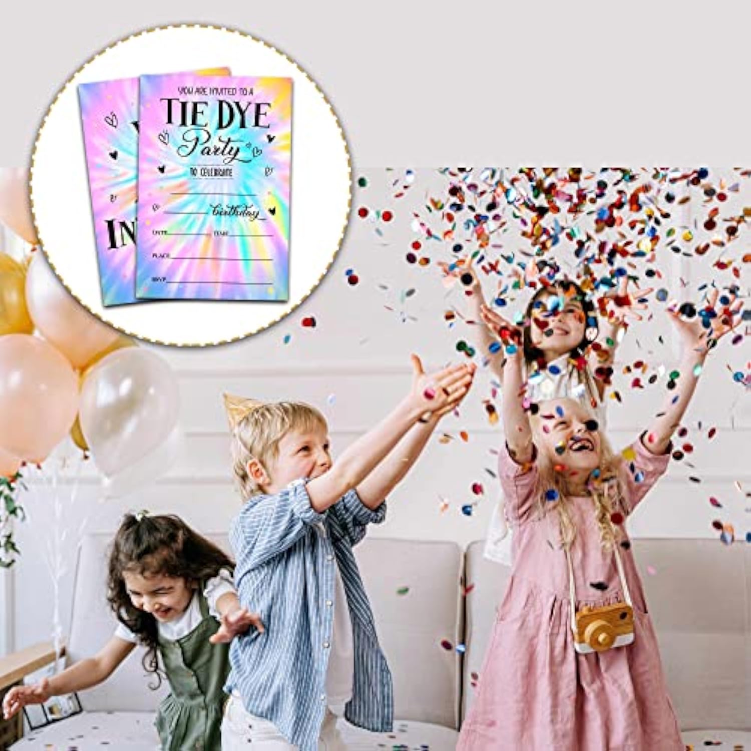Tie Dye Birthday Invitations With Envelopes - Birthday Party Invitation Card For Girls/Boys - 5"X7" Fill-In Invites Cards - Rainbow Tie Dye Party Supplies Decorations (20 Pack)-25