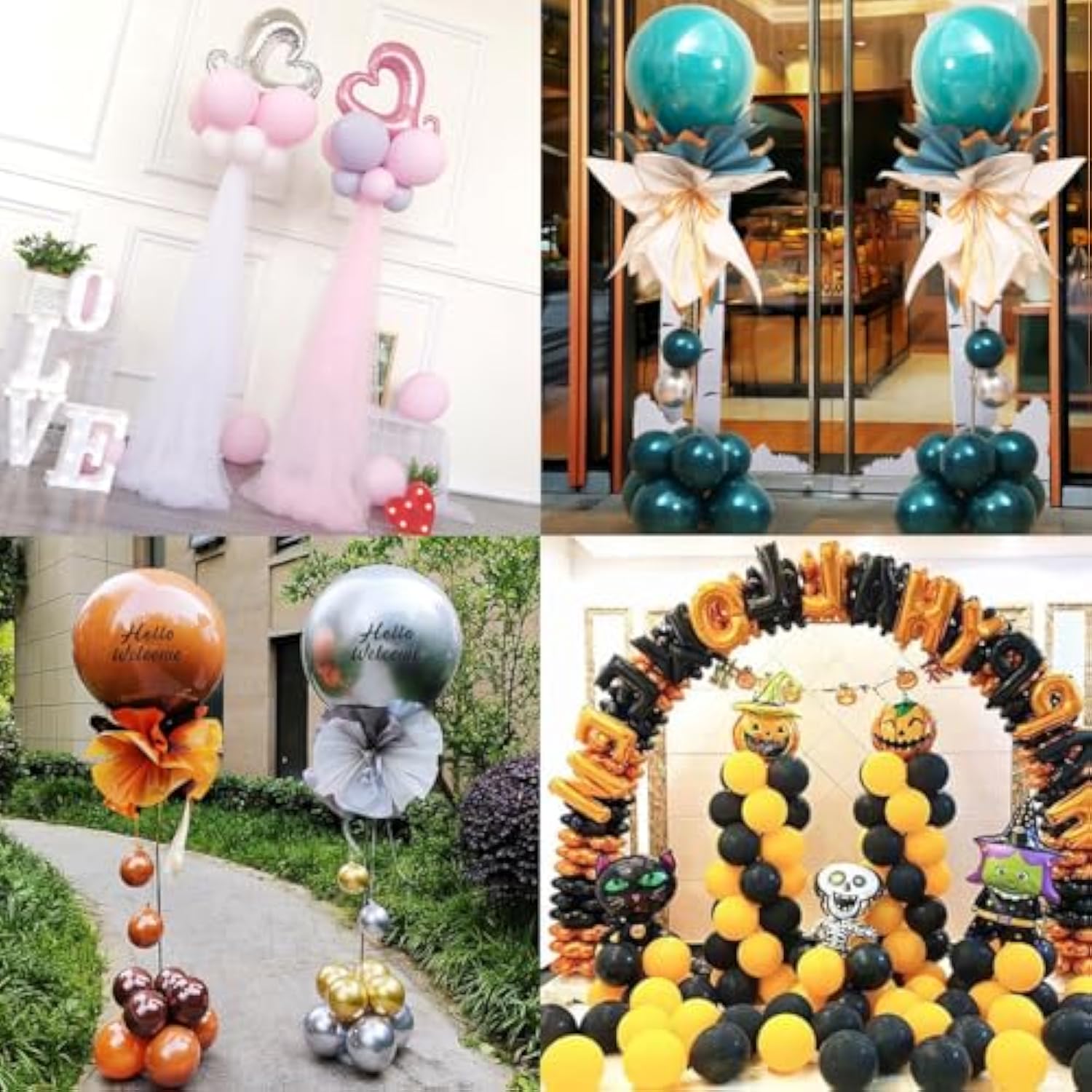 Metal Balloon Column Stand Set Of 2, Reusable Telescopic Design, Height Adjustable From 1.57 To 7 Ft, Balloon Stander For Party Decorations