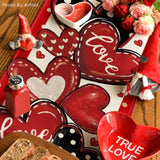 Red Polka Dot Heart Love Valentine'S Table Runner, Anniversary Wedding Kitchen Dining Table Decoration For Home Party Decor 13X72 Inch