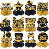 12 Pcs 2026 New Year Honeycomb Table Centerpieces for Party Decorations