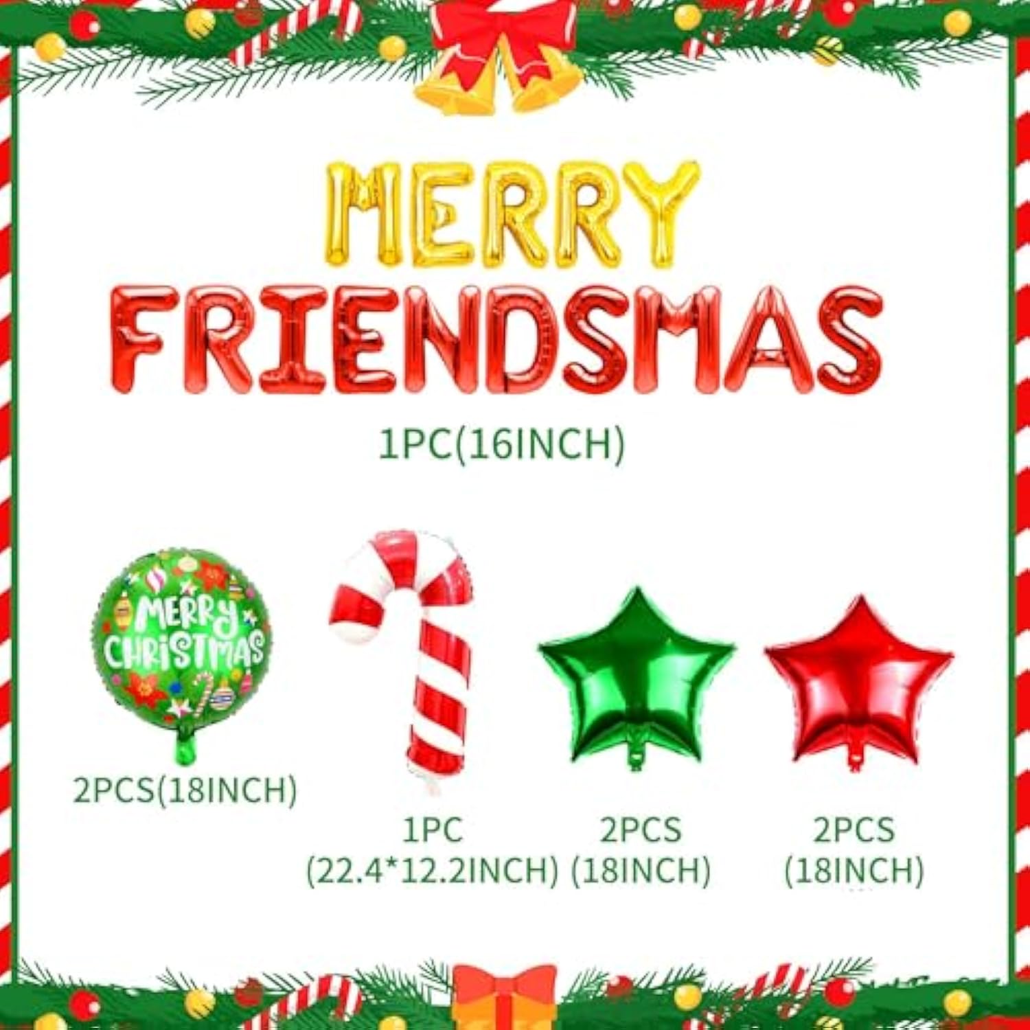 11 Pcs Merry Friendsmas Party Decorations Merry Friendsmas Banner Balloons Friends-Themed Christmas Party Garland Bunting Decorations Supplies