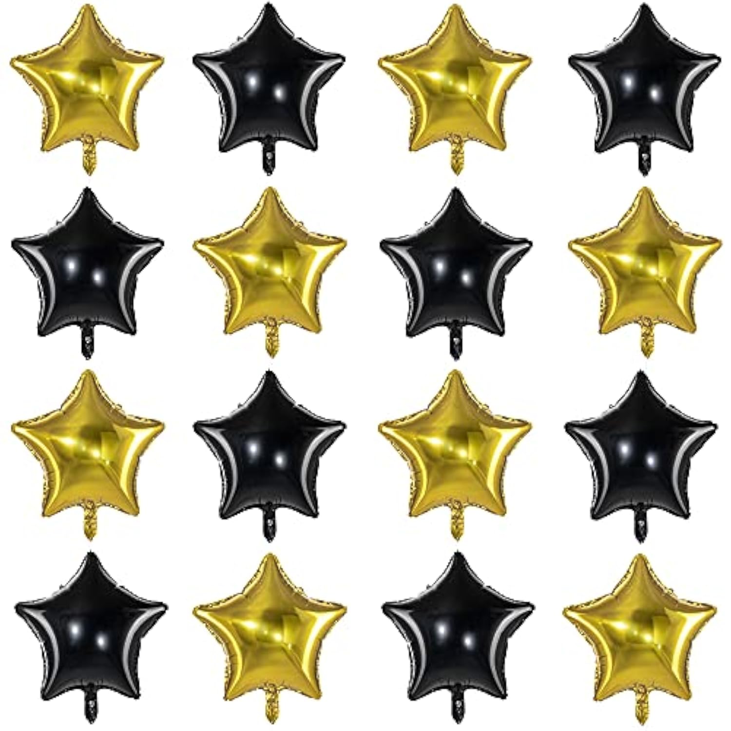 18" Black Gold Big Balloons Star Foil Mylar Helium Balloons For Party Decorations, Pack Of 20