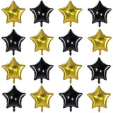 18" Black Gold Big Balloons Star Foil Mylar Helium Balloons For Party Decorations, Pack Of 20