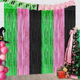 Pink Green Black Foil Fringe Curtains 2 Pack 3.28x6.56ft Party Backdrop