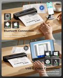 Portable Printers Wireless For Travel, M832 Inkless Bluetooth Thermal Printer Support 8.5'' X 11'' Us Letter & A4 Size, Compatible With Iphone Android Laptop For Mobile Office Home, With Case