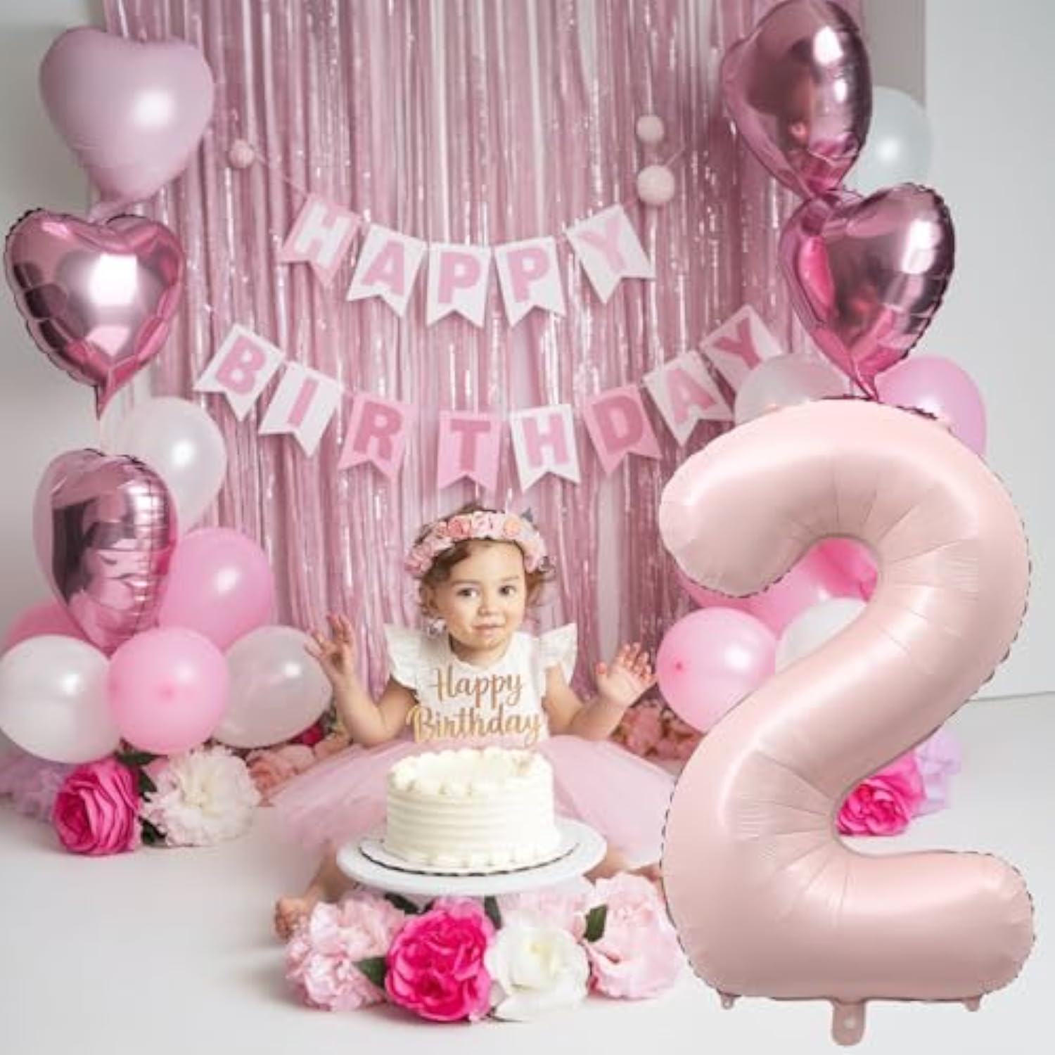 Pink 40 Inch Balloon Number 2, Large Dusty Retro Pastel Pink Foil Number 2 Balloons Set 0-9 For Girls, Digital 2 Helium Balloon For Boho Baby Shower Anniversary 2Nd Coquette Birthday Party Decorations