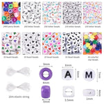 96 Colors 3000Pcs Pony Beads Bracelet Making Kit Friendship Bracelet Kit Rainbow Kandi Beads With Letter And Heart Beads Elastic Threads For Jewelry Necklace Making
